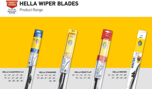 Hella OE Quality 20 Inch All Seasons Streak-Free Rubber Standard Wiper Blade (Single Blade) fit select BMW Chevrolet Chrysler Dodge Ford Jeep Rena...