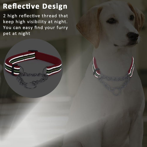 Reflective Martingale Dog Collars, Adjustable Soft Neoprene Padded Breathable Nylon Pet Collar for Puppy, Medium and Large Dogs,Rose Red,S...