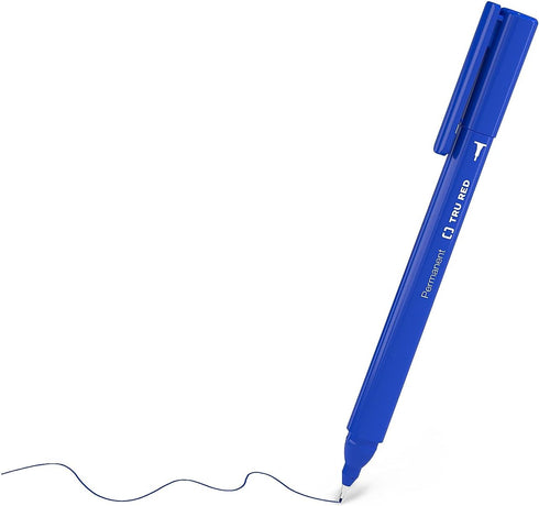 STAPLES TRU RED Permanent Markers Ultra Fine Tip Blue Dozen...