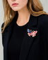 Butterfly USA Flag Brooch Pin for Women Gold Tone Fashion Rhinestone Star Blue Red Enamel 4th of July American Patriotic Medal Brooches Dress Acce...