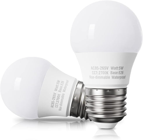 Warm White A15 Appliance Light Bulb, 40W Equivalent, 120V, 2700K, E26 Medium Base, LED Light Bulbs for Refrigerator, Fridge, Freezer, Stove Hood, ...