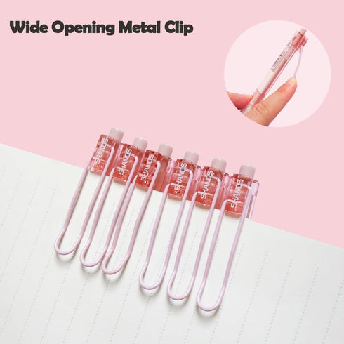 Retractable Gel Pens, 6 Pcs Quick Dry Black Ink Pens, 0.5mm Fine Point Smooth Writing Pens with Soft Silicone Grip, Cute Office School Supplies Gi...