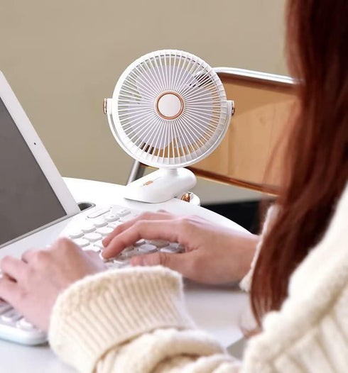 500mAh Portable Rechargeable Clip on Fan, 5 inch Battery Operated Fan, 3 Speeds Personal Fan, 360 Rotation Small Desk & Clip Fan, Ideal for Outdoo...