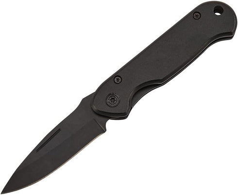 All Matte Black Locking Pocket Knife, Stainless Steel Blade, Aluminum Handle, 3.5" L Folded. 6" L When Opened, Gift Box Included...