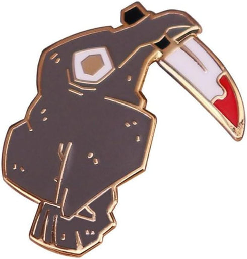 Crow and Knife Brooch Horror Animal Killer Badge Hard Enamel Pin Cartoon Animal Bird Metal Brooch Spooky Halloween Fashion Jewelry Accessories Gif...