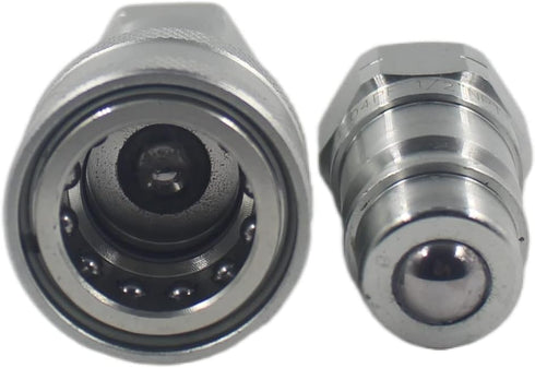 1-Set 1/2" NPT ISO5675 Ag Hydraulic Quick Connect Tractor Coupling/Couplers Ball Valva,Pioneer Type,Set w/Dust Cap...