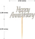 48 Pcs Silver Happy Anniversary Cupcake Toppers Picks for Anniversary Party Cake Decorations...