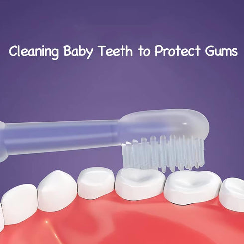 PandaEar 3 Pack Silicone Baby Toddler Newborn Toothbrushes 0 to 18 months, Baby Tongue Cleaner + U-Shaped ToothScrubber + Baby First Toothbrush Te...