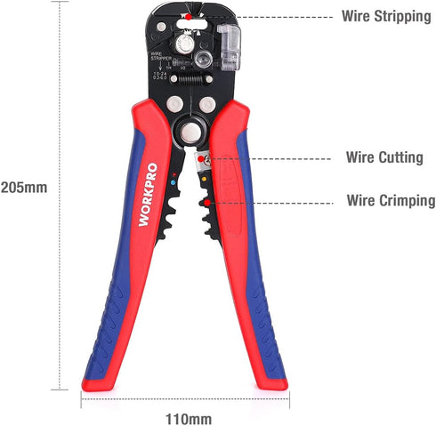 WORKPRO Self Adjusting Wire Stripper, 3-in-1 Automatic Wire Stripper/Cutter/Crimper, AWG10-24, 8 Inch Multi Pliers For Electrical Wire Stripping, ...