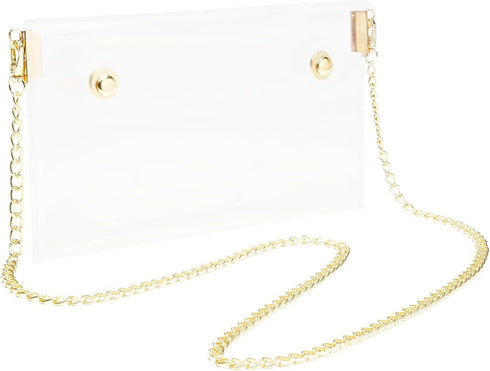 Women's Clear Crossbody Bag Transparent Shoulder Clutch Handbag with Chain...