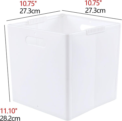 4-Pack Collapsible Plastic Storage Cube Bins, White Foldable Cube Storage Bins...