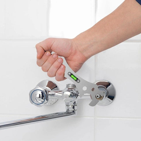 Faucet Wrench Spanner 9mm 12mm 14mm 17mm 23mm 30mm Screw Nut Openings with Level for Shower Repair Bathroom Hose Pipe Plumbing Installation Remova...