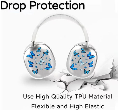 Compatible with AirPod Max Case Cover,Cute Unique Butterfly Cartoon Pattern Design Headphone Case,Clear TPU Skin Case Anti-Scratch Shockproof Prot...