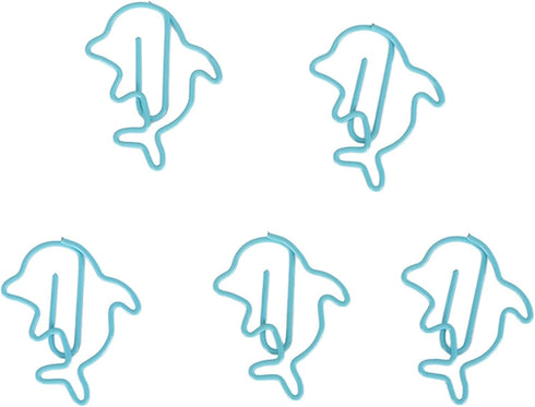 100Pcs Cute Paper Clips Blue Dolphin Exquisite Color Strong Clamp Force Kids Paper Clips for Office School Home...