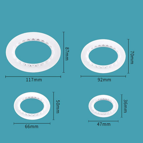 Teensery 4 Pcs Plastic Oval Cookie Cutter Set, Double Sided, 4 Sizes, Biscuit, Cake, Paste, Baking Molds, Kitchen Tools...