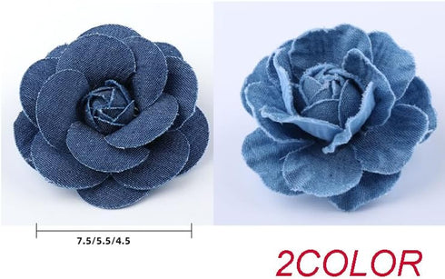 YXQ 6Pcs Fabric Flower 3 Sizes Denim Flowers Decoration DIY Crafts...