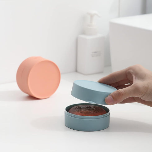 2 PCS Round Portable Soap Container, Travel Soap Dish with Lid, Sealed Waterproof Travel Soap Holder, Shampoo Bar Soap Box Case for Travel, Gym, H...