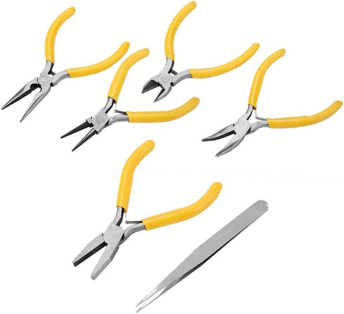 Jewelry Pliers, 5Pcs Professional Jewelry Pliers Tools Kit Includes Round Nose Pliers, Bent Nose Pliers, Needle Nose Pliers, Flat Nose Pliers for ...