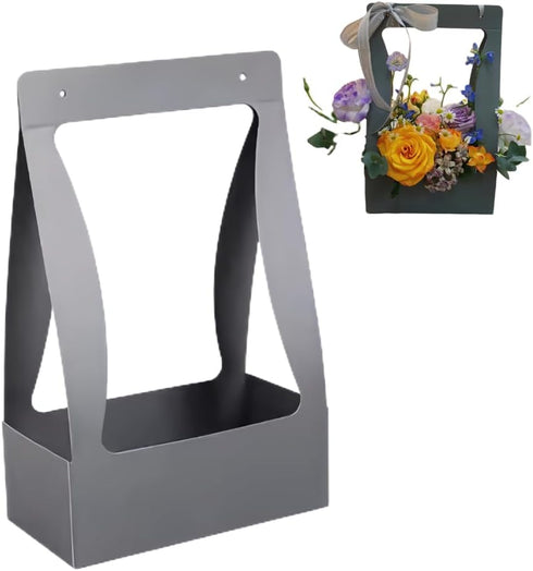 BBJ Craft Paper Gift Bags for Flower Bouquet Florist Bouquet Packaging Bag with Handle, 5 Pcs (Gray)...