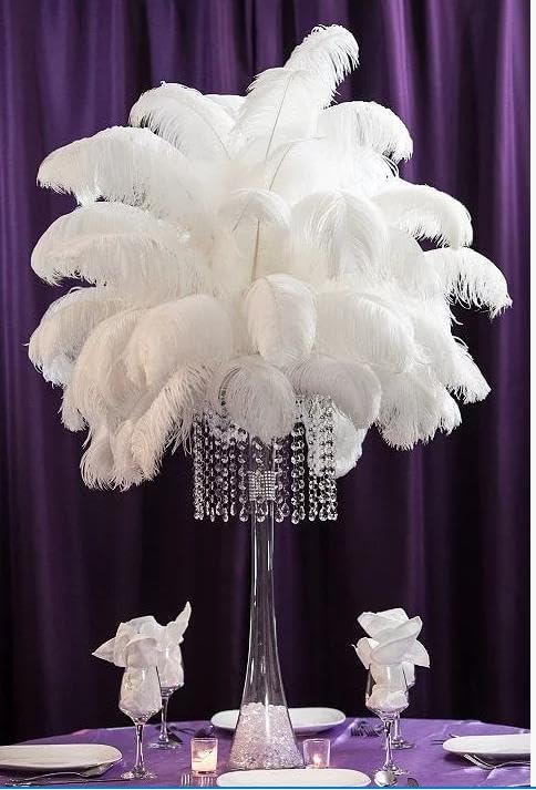 Shekyeon White 16-18inch 40-45cm Ostrich Feather DIY Craft Feather Pack of 10...