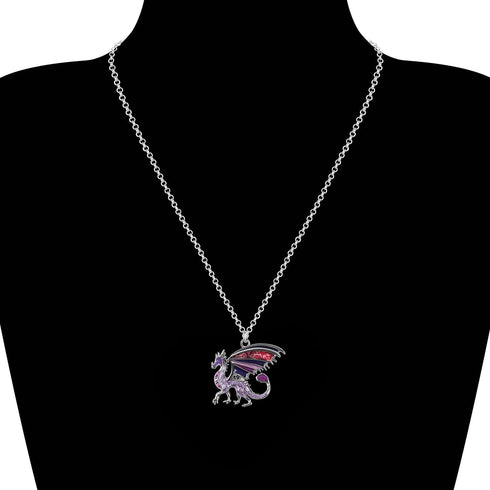 BONSNY Enamel Fantasy Dragon Dinosaur Necklaces Pendant for Women Jewelry Lucky Symbol...