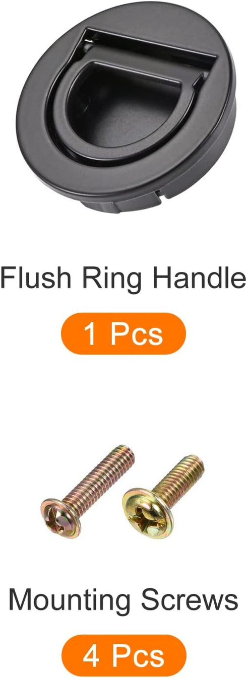 Flush Ring Pull Handles (35mm/1.38") 1Pcs, Zinc Alloy Flush Pull Slam Latch with Screws - for Drawer Sliding Door, Black...