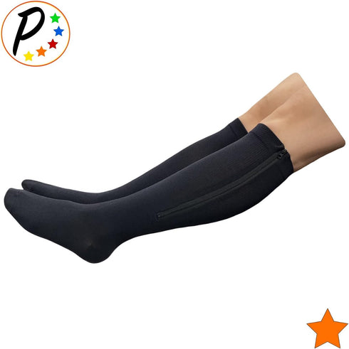 Closed Toe 15-20 mmHg Zipper Moderate Compression Leg Circulation Socks (Black, S/M)...