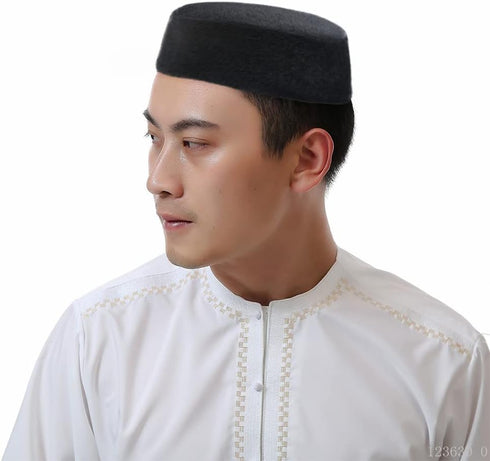 Mens Muslim Kufi Hats Ramadan Prayer Kufi Hats for Men Islam Prayer Hat Eid Gift Ramadan Eid Gift Arabian Headwear Black...
