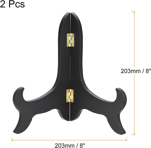 uxcell 2pcs 8" Easel Plate Holder, Wooden Folding Display Stand Black for Decorative Picture Frame...