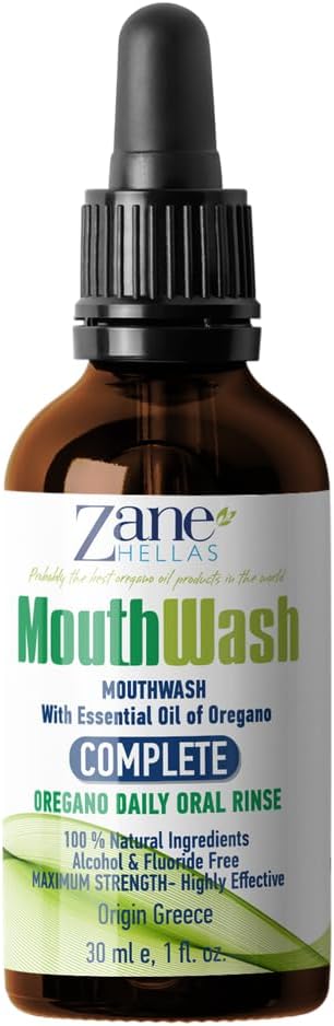 Zane Hellas MouthWash. Oral Rinse with Oregano Oil Power. Ideal for Gingivitis, Plaque, Dry Mouth, and Bad Breath. Alcohol and Fluoride Free. 100%...