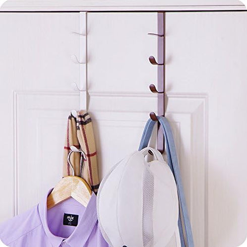 Sadiyamo 5 Layers Over The Door Hook Organizer Rack Hanger Backpack Handbag Door Hook, Pack of 2 (Brown)...