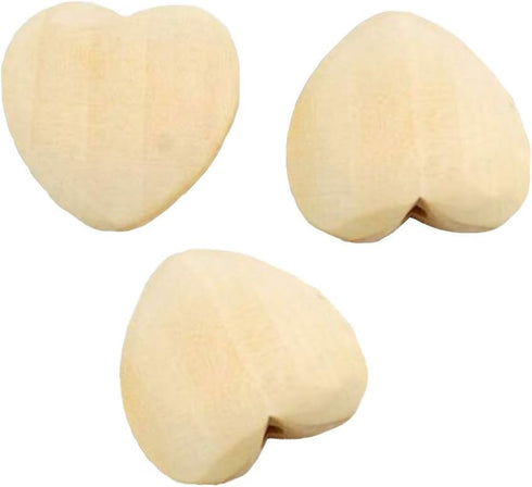 50pcs Natural 20mm Unfinished Wood Hearts Beads with Holes Eco-Friendly Wooden Handing Materials DIY Beading Craft Accessories (Heart Beads 50pcs)...