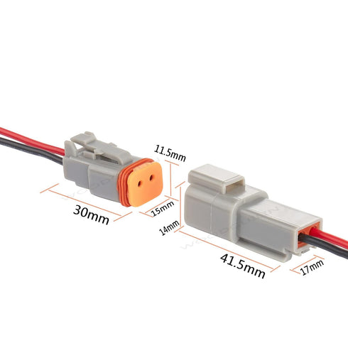 Deutsch DT 2 Pin Connector,2 Way DT Automotive Waterproof Electrical Connector Male Female Plug Wiring Harness,with 16 AWG Cable Wire,for Car,Truc...