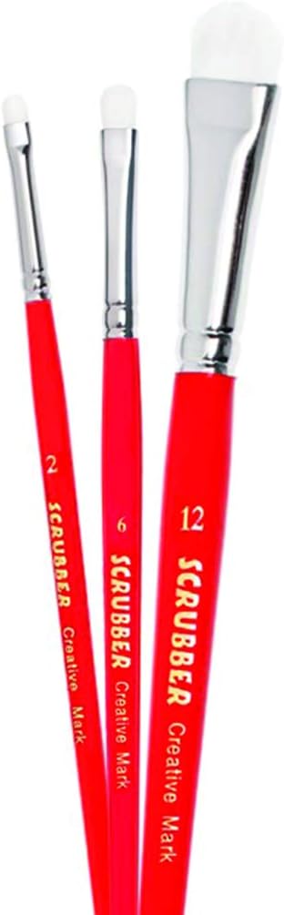 Creative Mark Scrubber Watercolor Brushes - Professional Watercolor Brushes for Scrubbing, Blotting, Re-Shaping Edges, and More! - Set of 3...