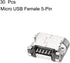 uxcell 30 PCS Micro USB Female Socket Connector Jack, 5-Pin DIP 180 Degree, Repair Replacement Adapter...