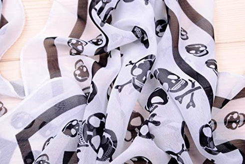 Sugar Skulls Print Scarf Shawl Halloween Large Fashion Scarves for Women (2 skull)...