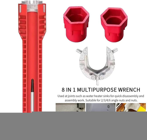 8-in-1 Faucet and Sink Installer, Multi-purpose Wrench Plumbing Tool, Sink Wrench for Toilet Bowl/Sink/Bathroom/Kitchen Plumbing and More Repair H...