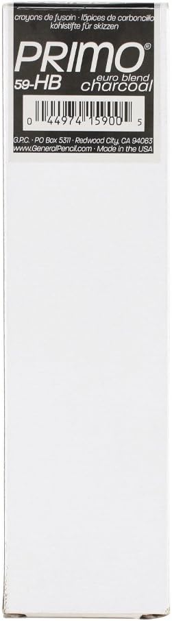 Primo Euro Blend HB Charcoal Pencils, Box of Twelve Hard (59-HB)...