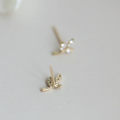 Stud Earrings for Women, Ear Studs 925 Sterling Silver Simple Pavé Crystal Leaf Stud Earrings Women Classic Plating Jewelry Gift-Earring,Silver...