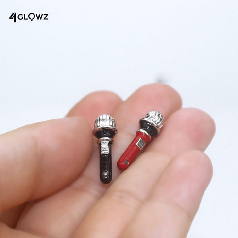 Cute Miniature 1:12 Alloy Microphone Model w/Stand - Dollhouse Musical Furniture Decor Accessory Toy for Miniature Collectors and OB11 1/12 BJD Do...