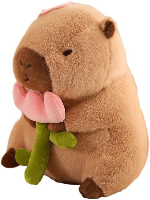 Plush Toy Pillows Capybar Plush Toy with Rose Soft Capybar Plushie Pillow Capybar Stuffed Animal Plush Toy (Size : 11.8in)...