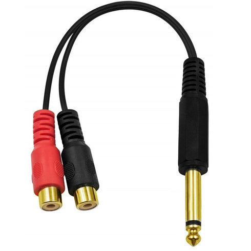 Qaoquda 6.35mm to 2 RCA Cable, Gold Plated 1/4 inch Mono TS Male to 2 Dual RCA Female Plug Y Splitter Adapter Cable - 8 Inch......