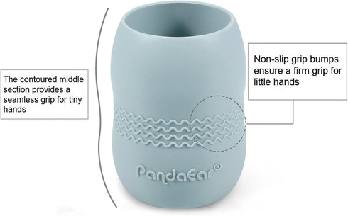 PandaEar 3 Pack 100% Tiny Silicone Drinking Training Cup for Baby and Toddler, Tiny Open Cups for Infants (Blue/Green/Tan)...