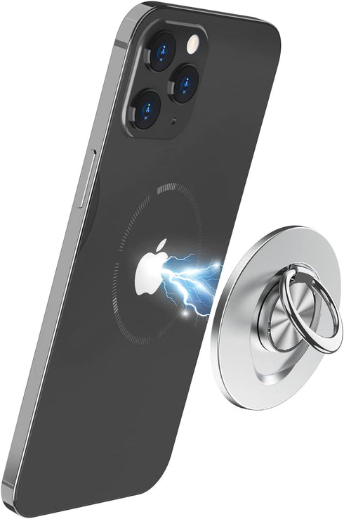 OUTXE Phone Ring Holder Compatible with Magsafe for iPhone 12 13 14 Pro/Max/Mini, Removable and Wireless Charging Compatible-Silver...