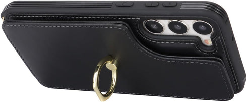 for Samsung Galaxy S22 Case with Card Holder and Strap for Women,Crossbody Lanyard,Ring Stand,Snap Clasp,Phone Wallet Cases 6.1 inch(Black)......