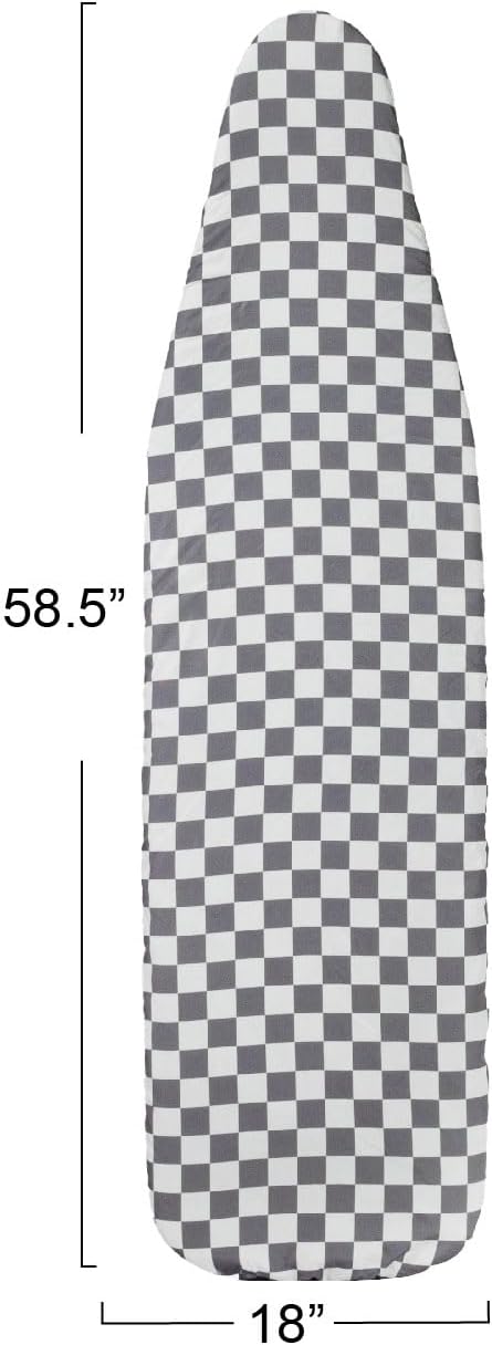Household Essentials Wide Cotton Ironing Board Replacement Cover, White and Grey...