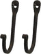 CTW 720002 Early American Single Prong Wrought Iron Hooks, Set of 2 – Rustic Curved Metal Fasteners – Decorative Colonial Wall Décor...