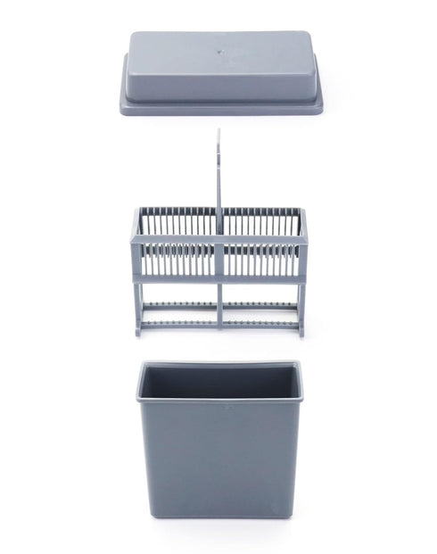 QWORK Microscope Slides Staining Jar and Rack, 2 Pcs 24-Slots, Grey...