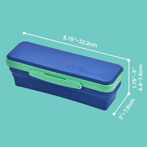 It's Academic Flexi Storage Box with Lid, Compact and Collapsible Pencil Case Design for Craft and School Supplies, Pink and Blue, 2 Pack...