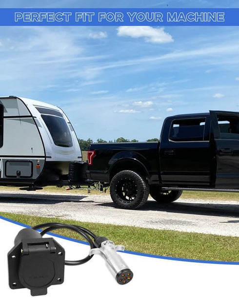 57667 Durable 6-Way to 7-Way RV Blade Trailer Wiring Adapter with Harness Protector Water Proof 23.6'' 6 Pole on Truck to 7 Blade on Trailer Conne...